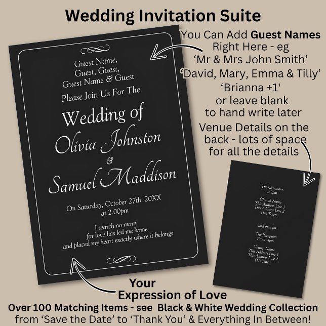 Guest Names, Black & White with Infinity Scroll  Invitation (Creator Uploaded)