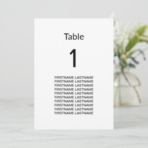 Guest Names Clean Simple Modern Table Card