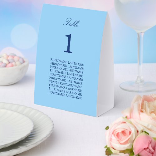 Guest Names Cornflower Blue Paper Table Tent