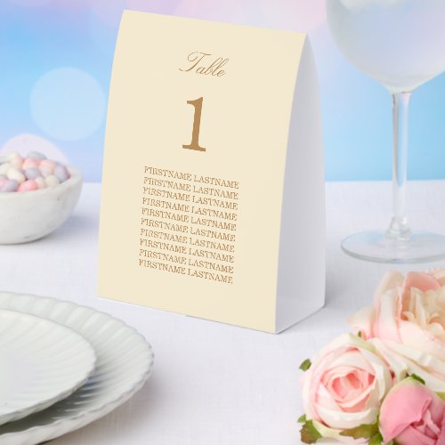 Guest Names Cream Beige Paper Table Tent