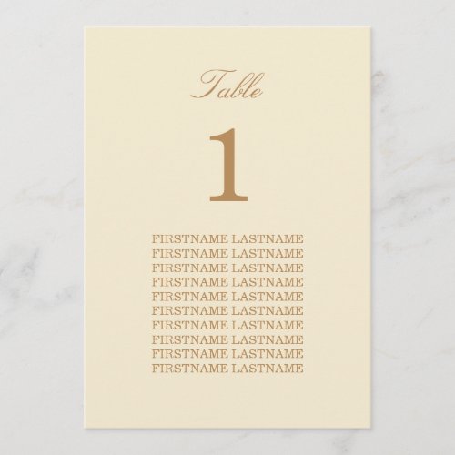 Guest Names Cream Beige Table Card