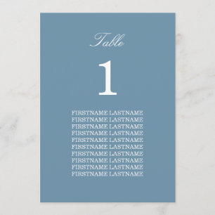 Guest Names Dusty Blue Table Card
