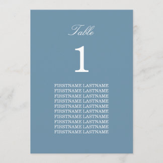 Guest Names Dusty Blue Table Card