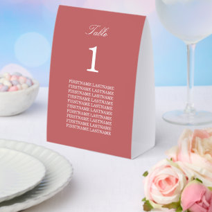 Guest Names Dusty Rose Pink Paper Table Tent