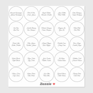 Guest Names on 25 White Circles Sticker