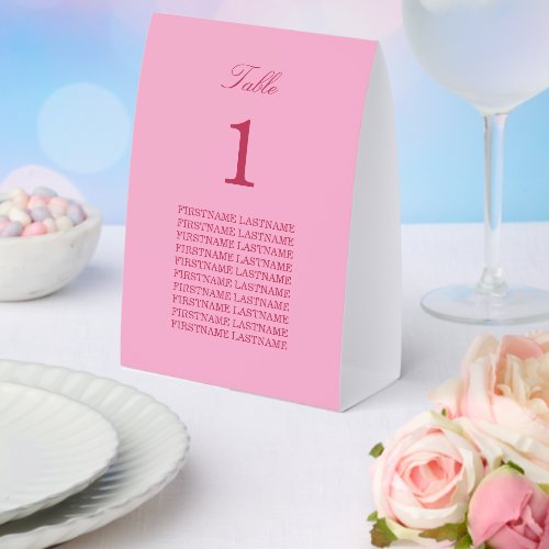 Guest Names Pink Magenta Paper Table Tent