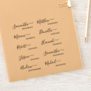 Guest Names Stickers For Place Cards and Favors