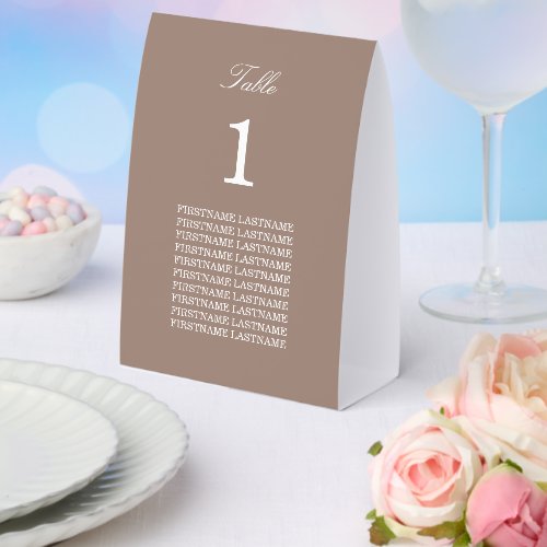 Guest Names Taupe Paper Table Tent