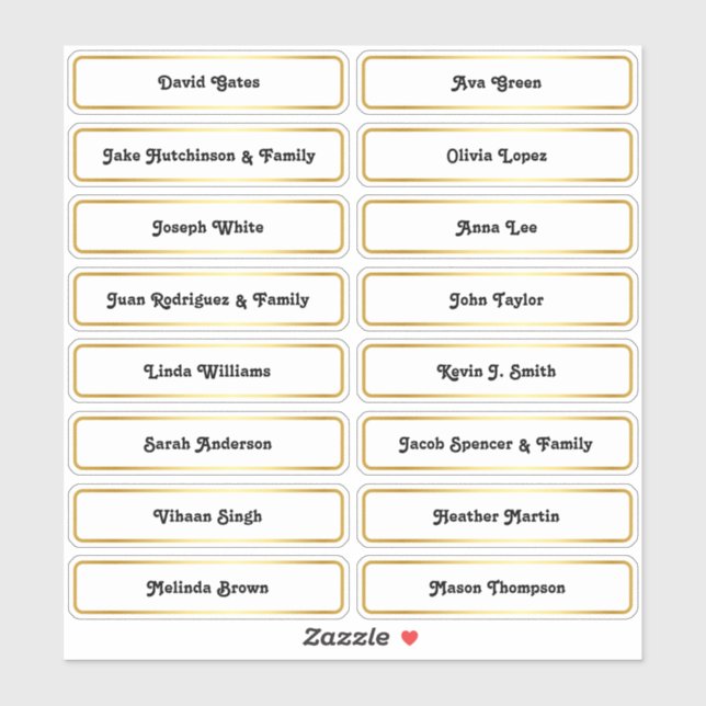 🥂 Guest Names Wedding Seating Plan Card Sticker (Sheet)