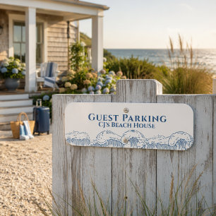 Guest Parking Coastal Blue Waves Metal Sign