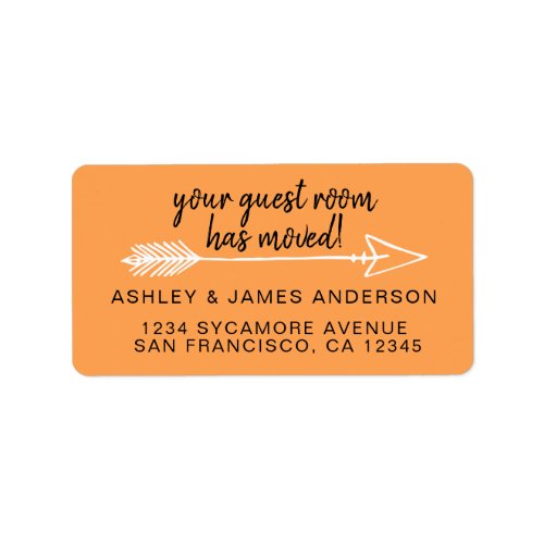Guest Room Has Moved Blazing Orange New Address Label