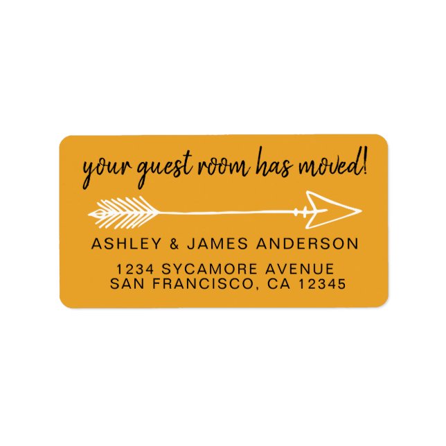 Guest Room Has Moved Mellow Yellow New Address Label (Front)