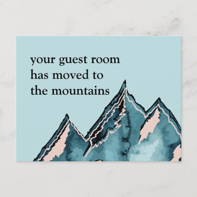 Guest Room Moved to the Mountains New Address Anno Announcement Postcard (Front)