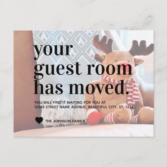 Guest Room Reindeer Holiday Moving Announcement (Front)