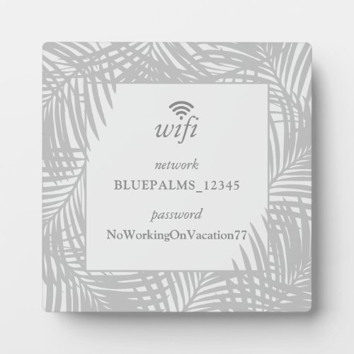 Guest Room Wifi Password Sign for Beach House Gray Plaque
