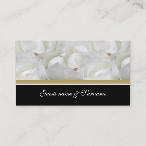 Guest seating placement rose elegant white gold place card
