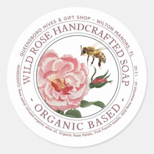 Guest Soap Wild Rose Organic Mini Soap Bar Label 