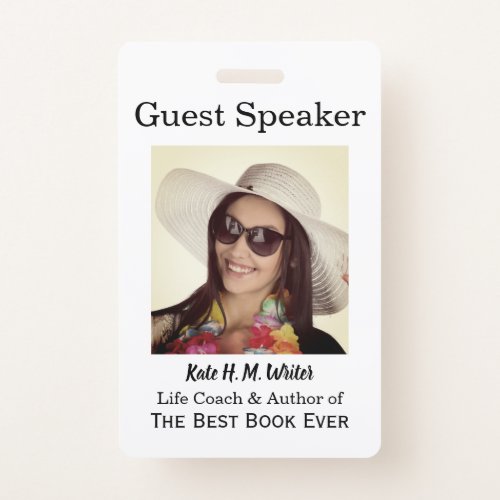 Guest Speaker Event Your Photo ID Identification Badge