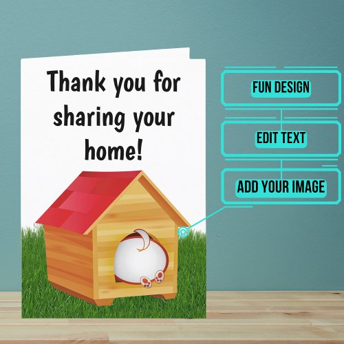 Guest Stay with Dog House Design Thank You Card