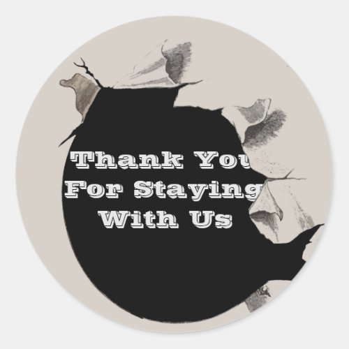 Guest Thank You Rental Home Torn Paper Promotional Classic Round Sticker