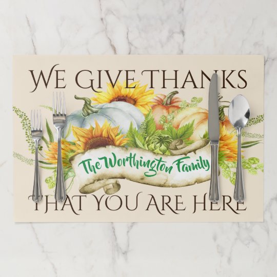 Guest / Thanksgiving Paper Placemats Pad | Zazzle.com