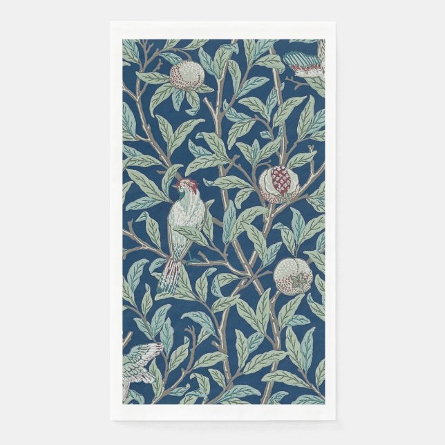 GUEST TOWEL : WILLIAM MORRIS : POMEGRANATES & BIRD (Front)