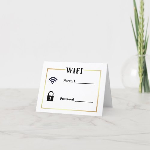 guest vacation wifi  password guide gold border thank you card