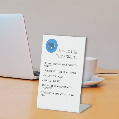 Guest Visitor Television TV Instructions Rental  Pedestal Sign