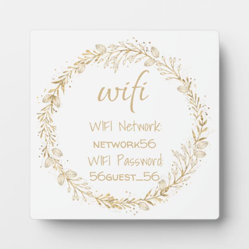 Guest Visitor WIFI information Password Gold Black Plaque