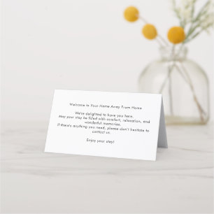 Guest welcome hotel room card