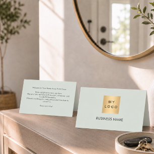 Guest welcome sage green hotel room card