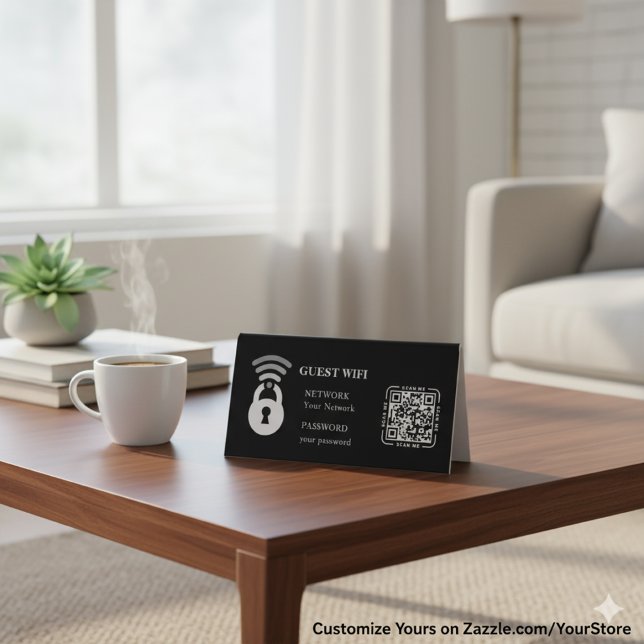 Guest Wifi Password and Network Business Table Tent (Creator Uploaded)