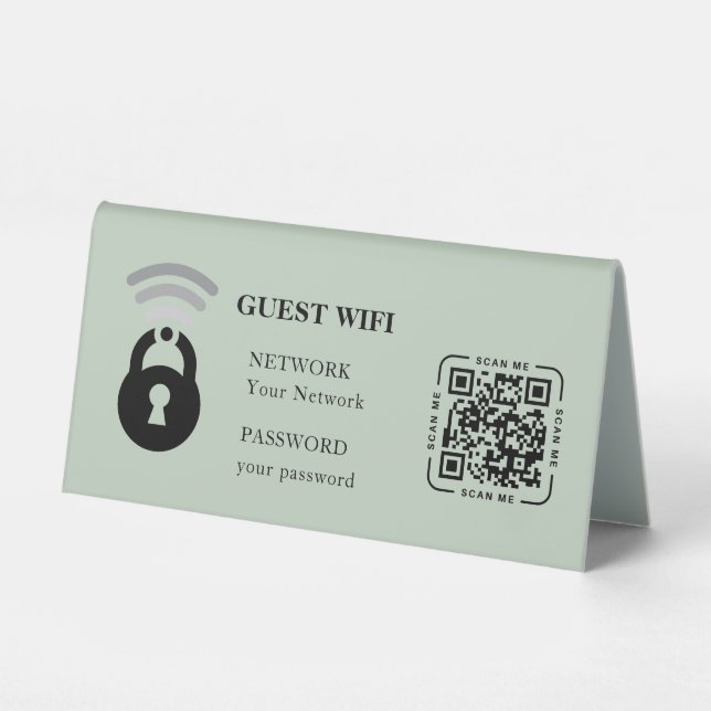 Guest Wifi Password and Network Business Table Tent (Front)