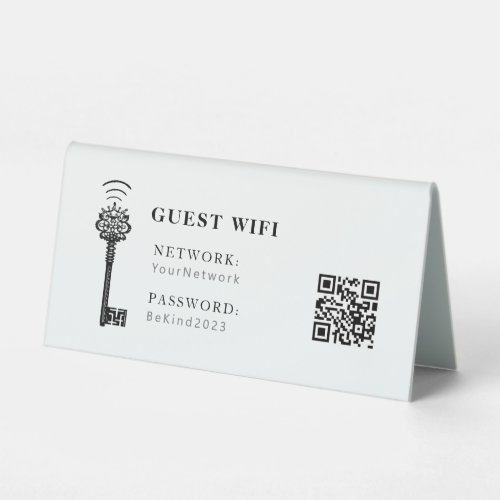 Guest Wifi Password and Network Business Table Tent Sign