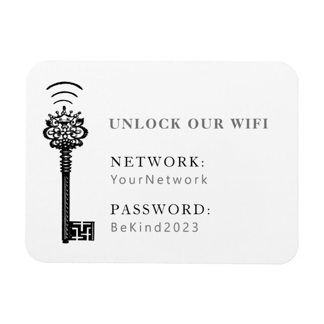 Guest Wifi Password and Network Fridge Magnet (Horizontal)