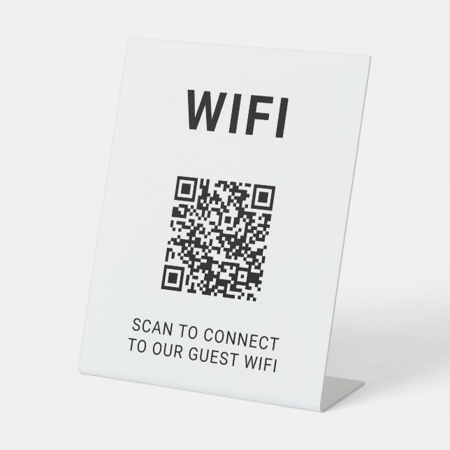 Guest Wifi QR Code Connect Login Minimal Pedestal Sign (Front)