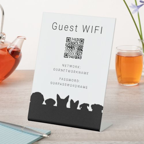 Guest wifi QR code dog silhouette Pedestal Sign