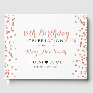 GuestBook 18th Birthday Rose Gold Glitter Confetti