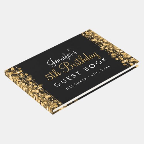 Guestbook 5th Birthday Party Sparkles Gold
