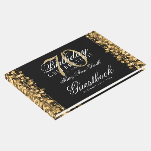 Guestbook 70th Birthday Party Sparkles Gold