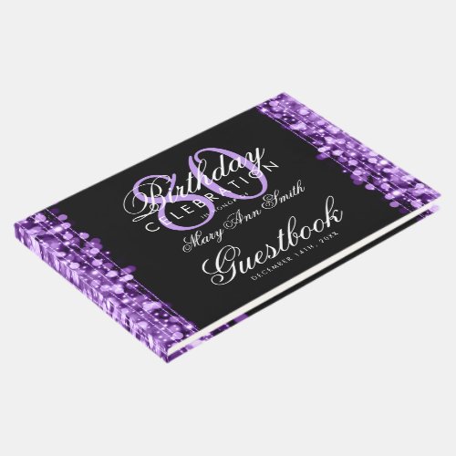 Guestbook 80th Birthday Party Sparkles Purple