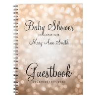 Guestbook Baby Shower Copper Glitter Lights Notebook