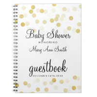 Guestbook Baby Shower Gold Foil Glitter Lights Notebook
