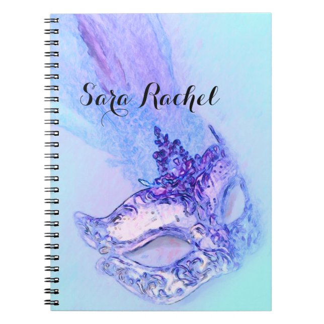 Guestbook Elegant Masquerade Blue and Purple Notebook (Front)