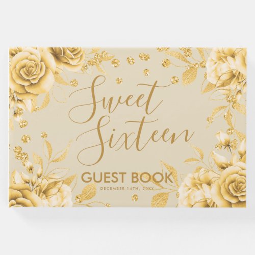 Guestbook Gold Sweet 16 Glitter Confett