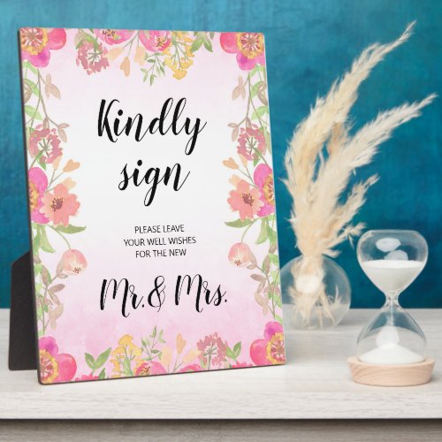 Guestbook Kindly Sign wedding sign Tabletop  Plaque