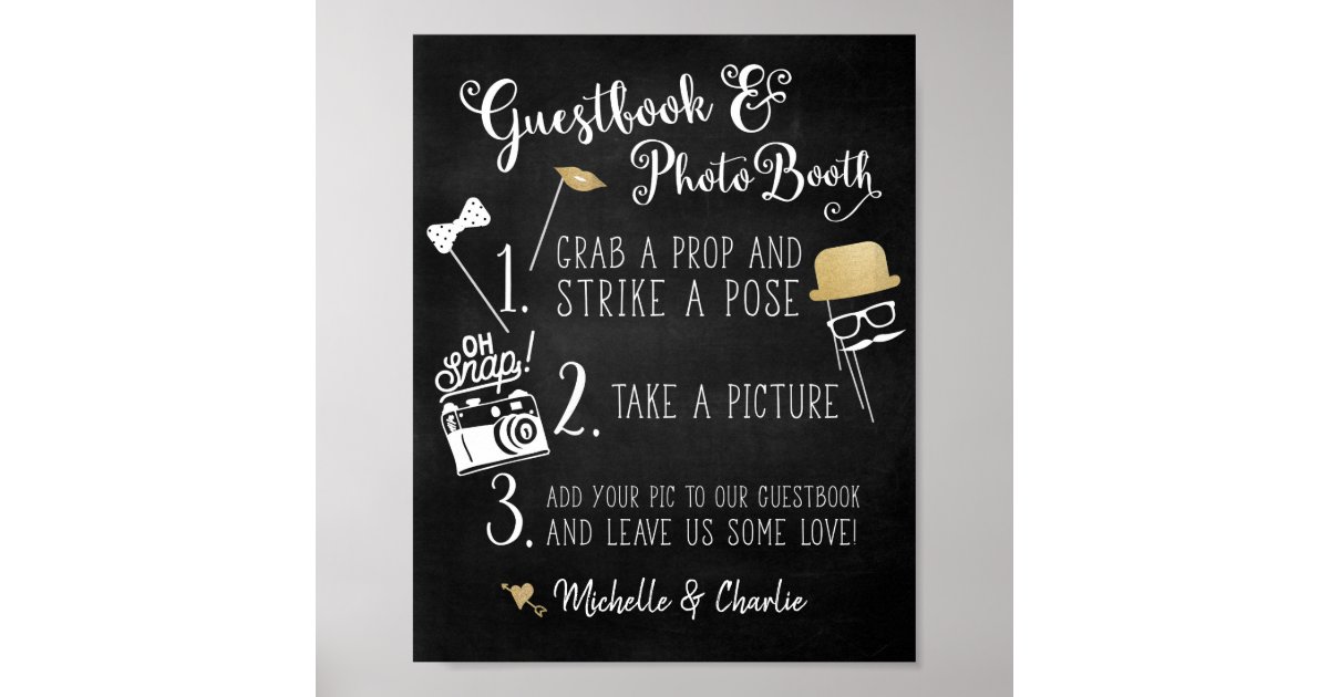 Guestbook Photo Booth Chalkboard Sign Zazzle