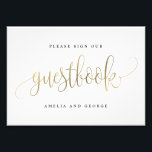 Guestbook Sign Choose Your Size Faux Gold<br><div class="desc">Plan a stylish celebration with this modern invitation that your guests will adore. 
Design by © berryberrysweet . Printable digital files are available! Visit our website at www.berryberrysweet.com for more details!</div>
