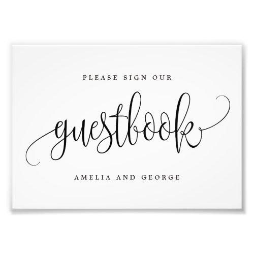 Guestbook Sign Choose Your Size Lovely Calligraphy