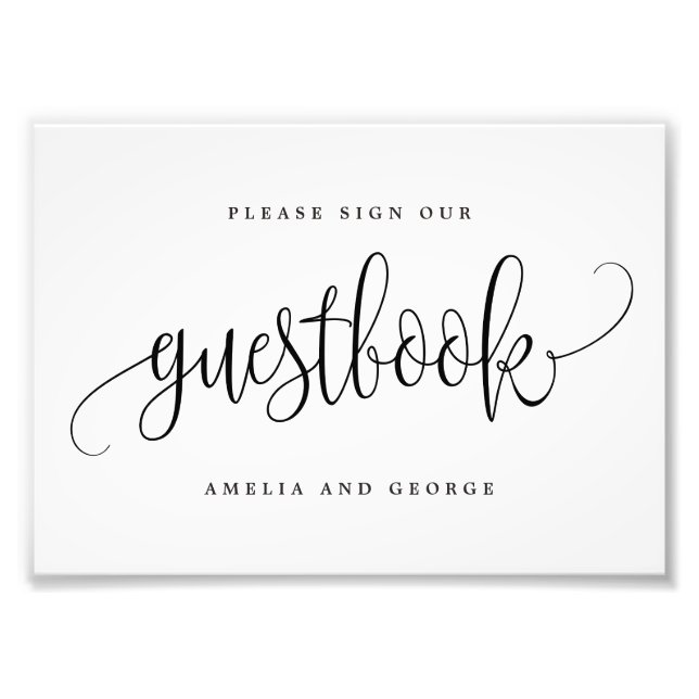 Guestbook Sign Choose Your Size Lovely Calligraphy (Front)